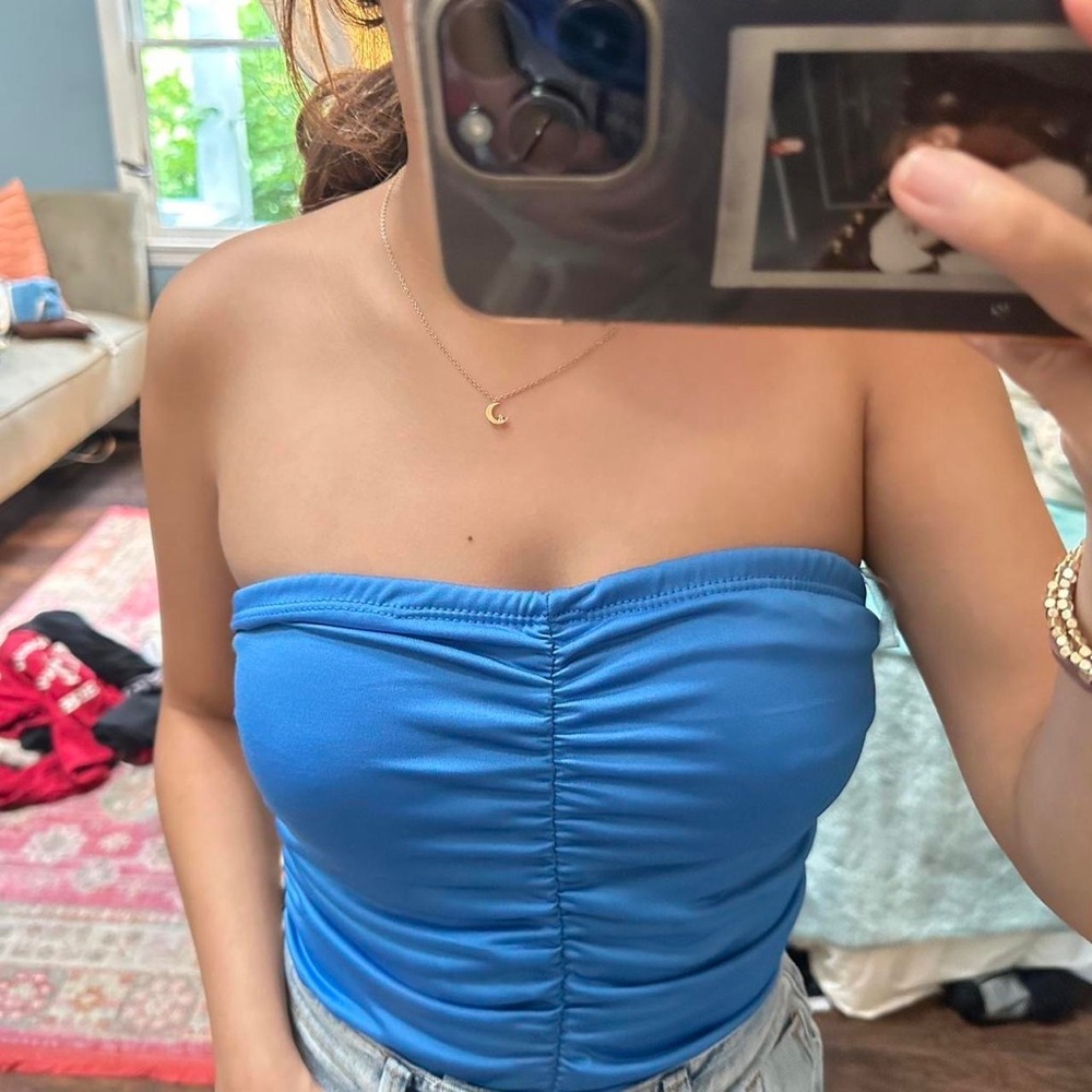 blue tube top